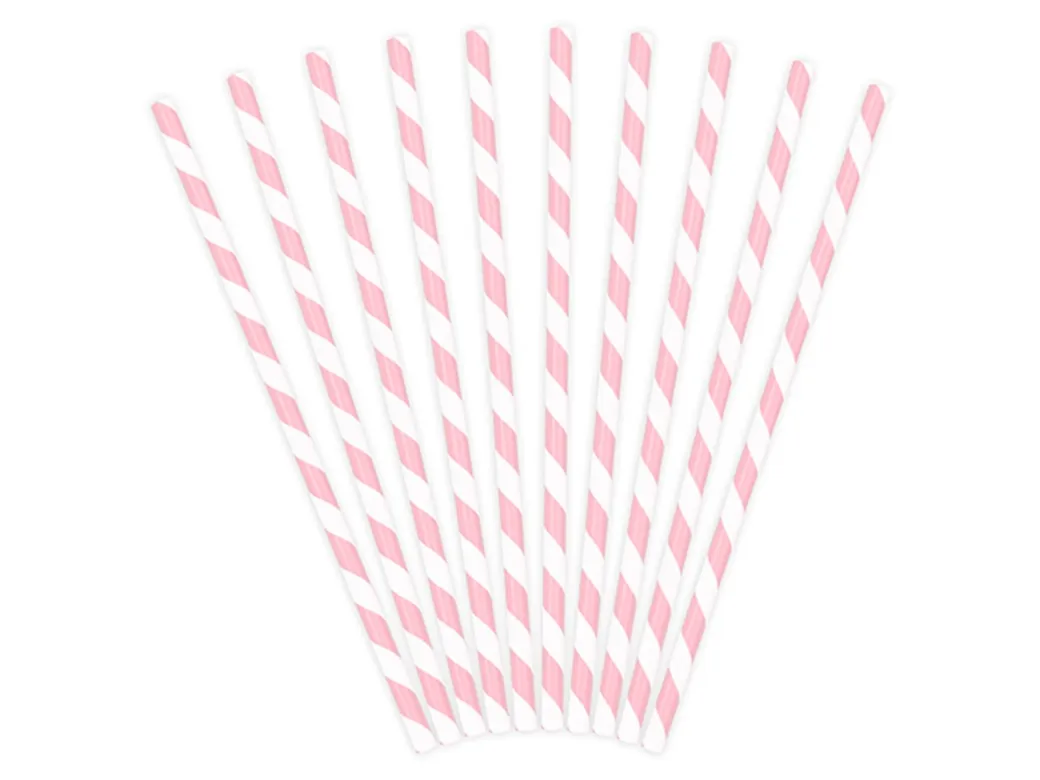 Papier-Strohhalme Gestreift Rosa