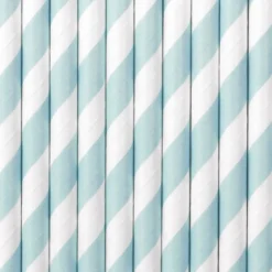 Papier-Strohhalme Gestreift Hellblau 10 Stk.