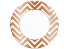 Pappteller Chevron Roségold Metallic 8 Stk.