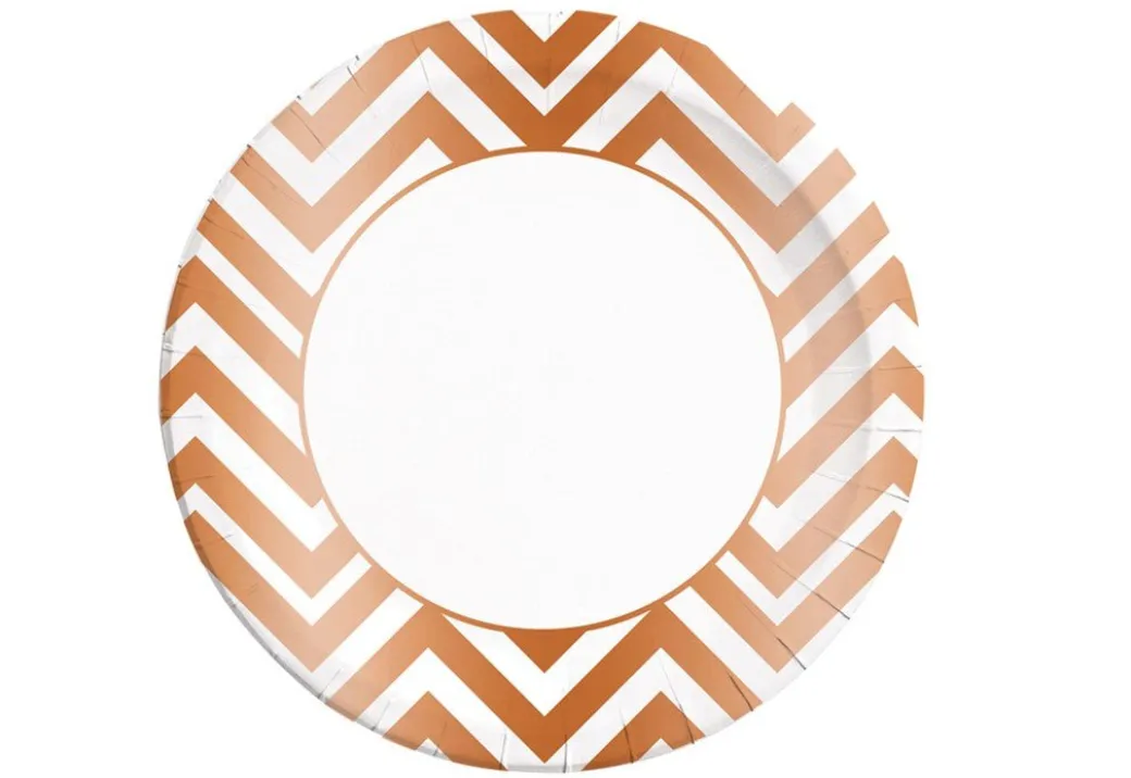Pappteller Chevron Roségold Metallic 8 Stk.