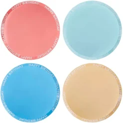 Pappteller "Happy Birthday" Brights Ø 25 cm 8 Stk.