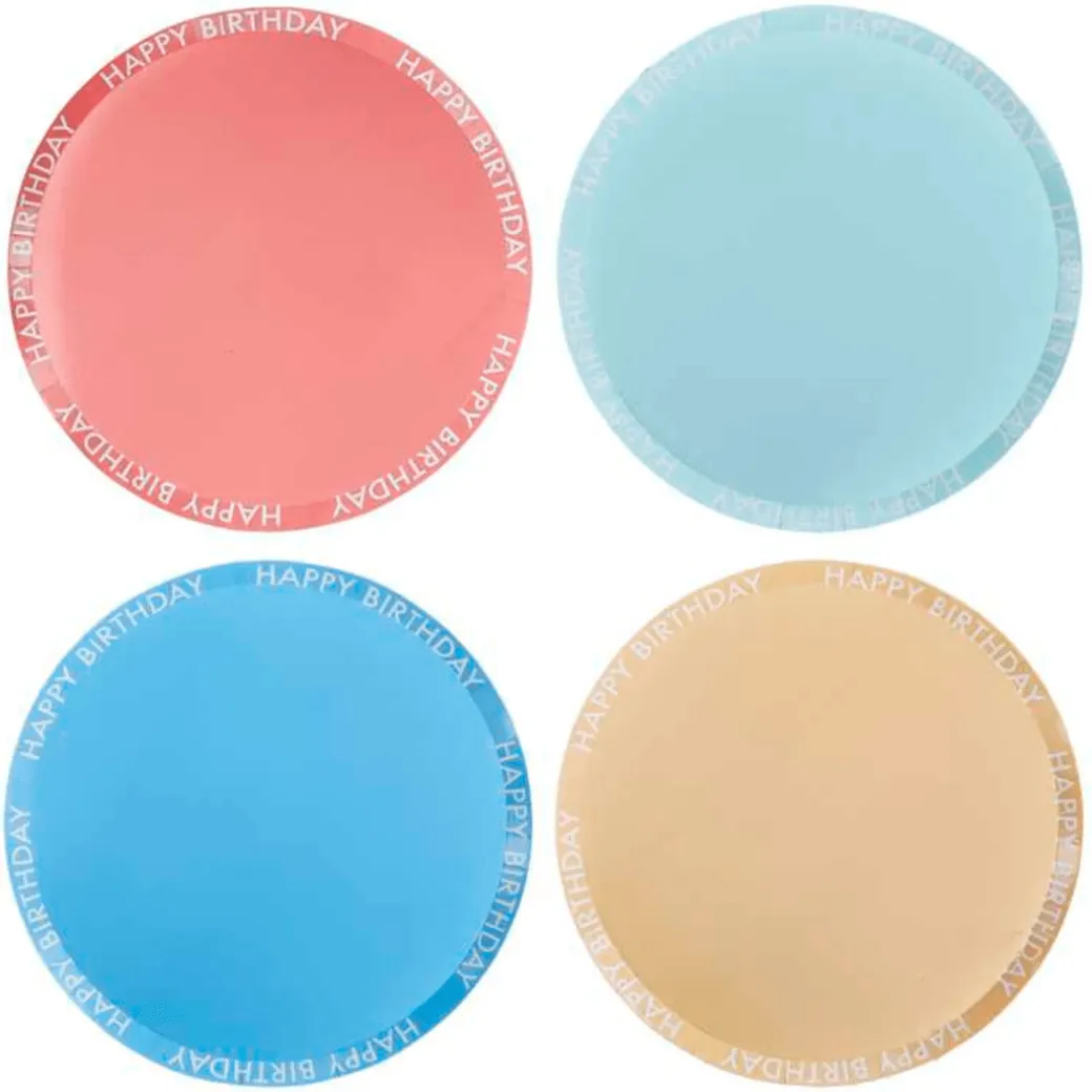 Pappteller "Happy Birthday" Brights Ø 25 cm 8 Stk.