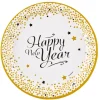 Pappteller "Happy New Year" Weiß-Gold 8 Stk.