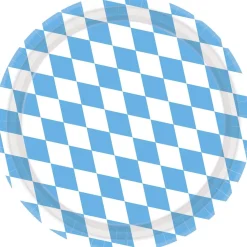 Pappteller Oktoberfest Kariert Hellblau-Weiß 8 Stk.