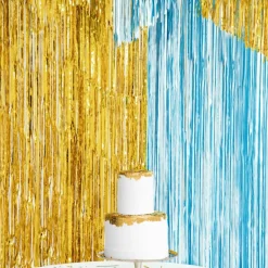 Partyvorhang lang Hellblau Glitzer
