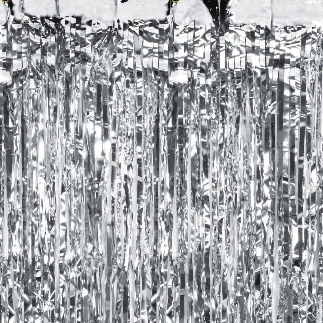 Partyvorhang lang Silber Glitzer