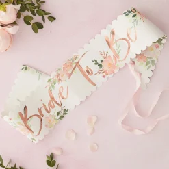 Schärpe "Bride To Be" Roségold Floral