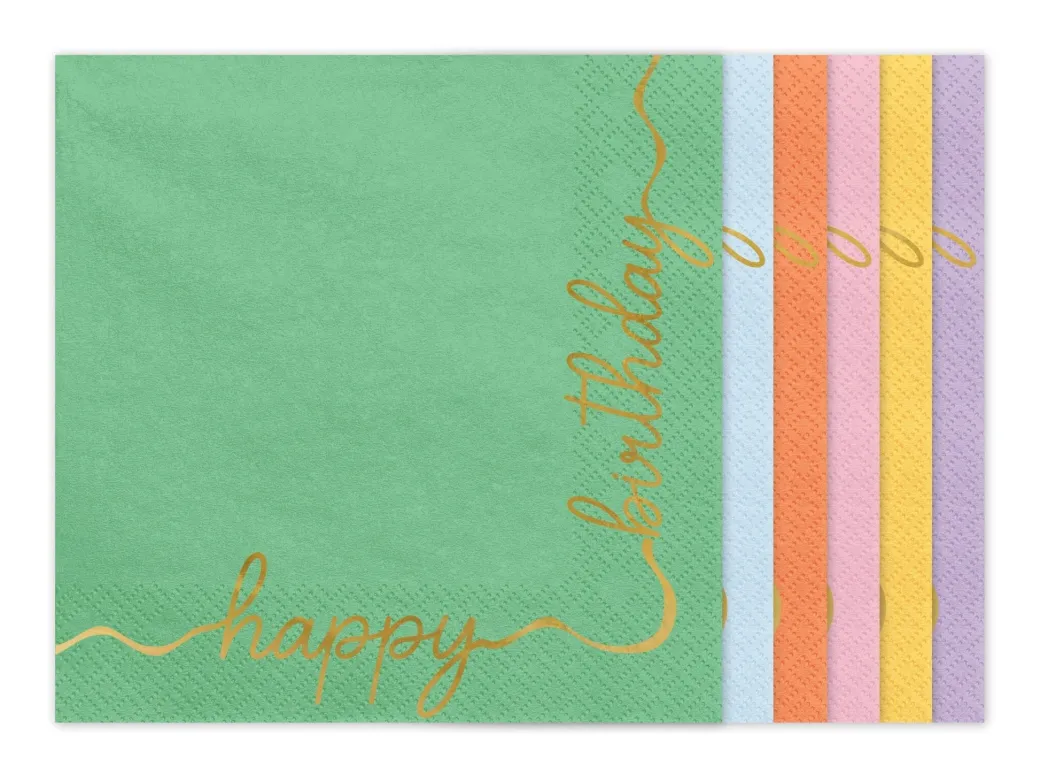 Servietten "Happy Birthday" Bunt 12 Stk.