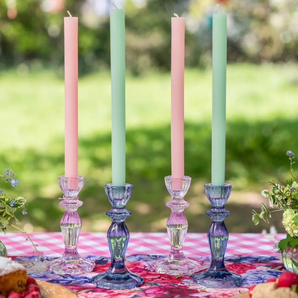 Stabkerzenständer Glas Rosa