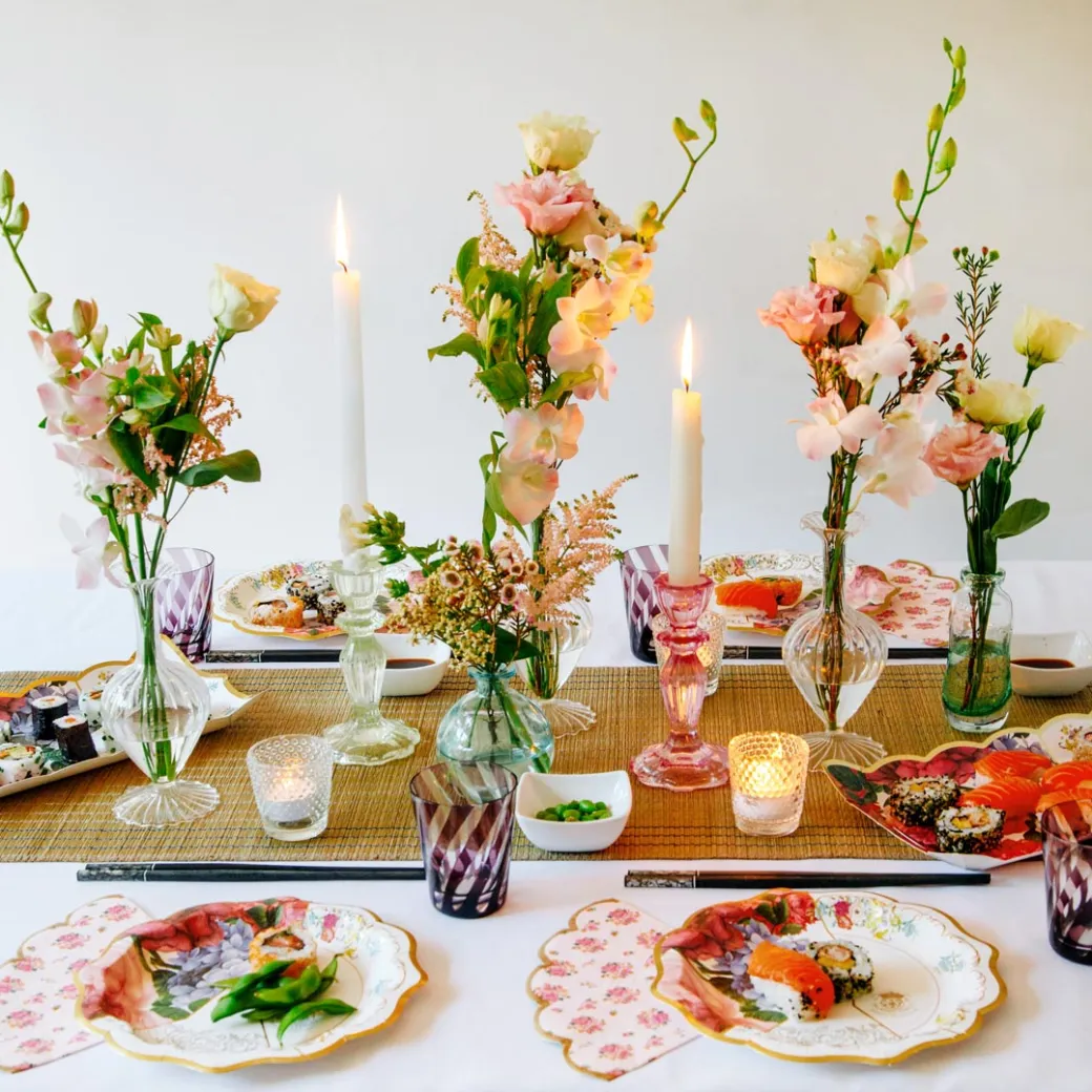 Stabkerzenständer Glas Rosa