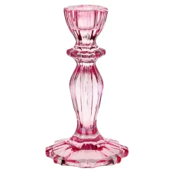 Stabkerzenständer Glas Rosa
