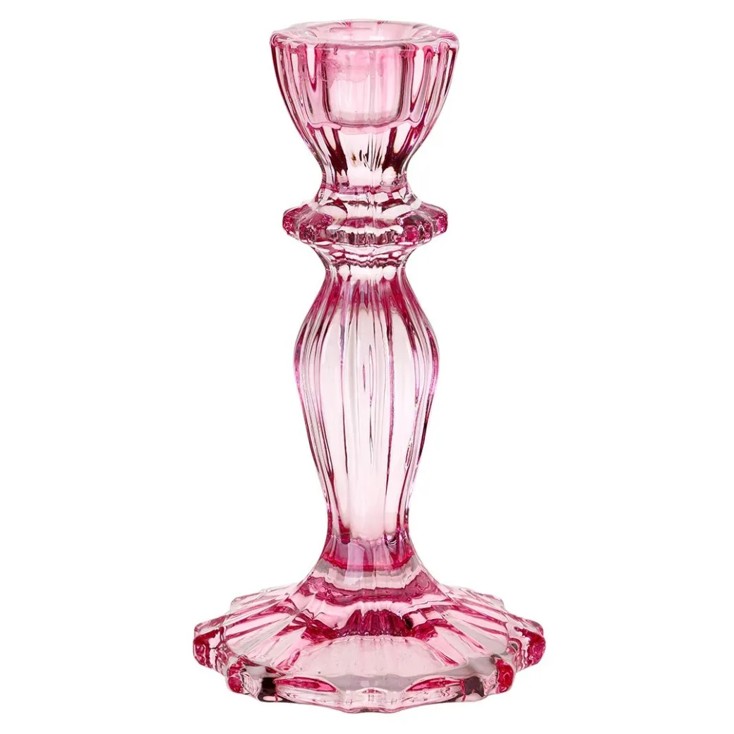 Stabkerzenständer Glas Rosa
