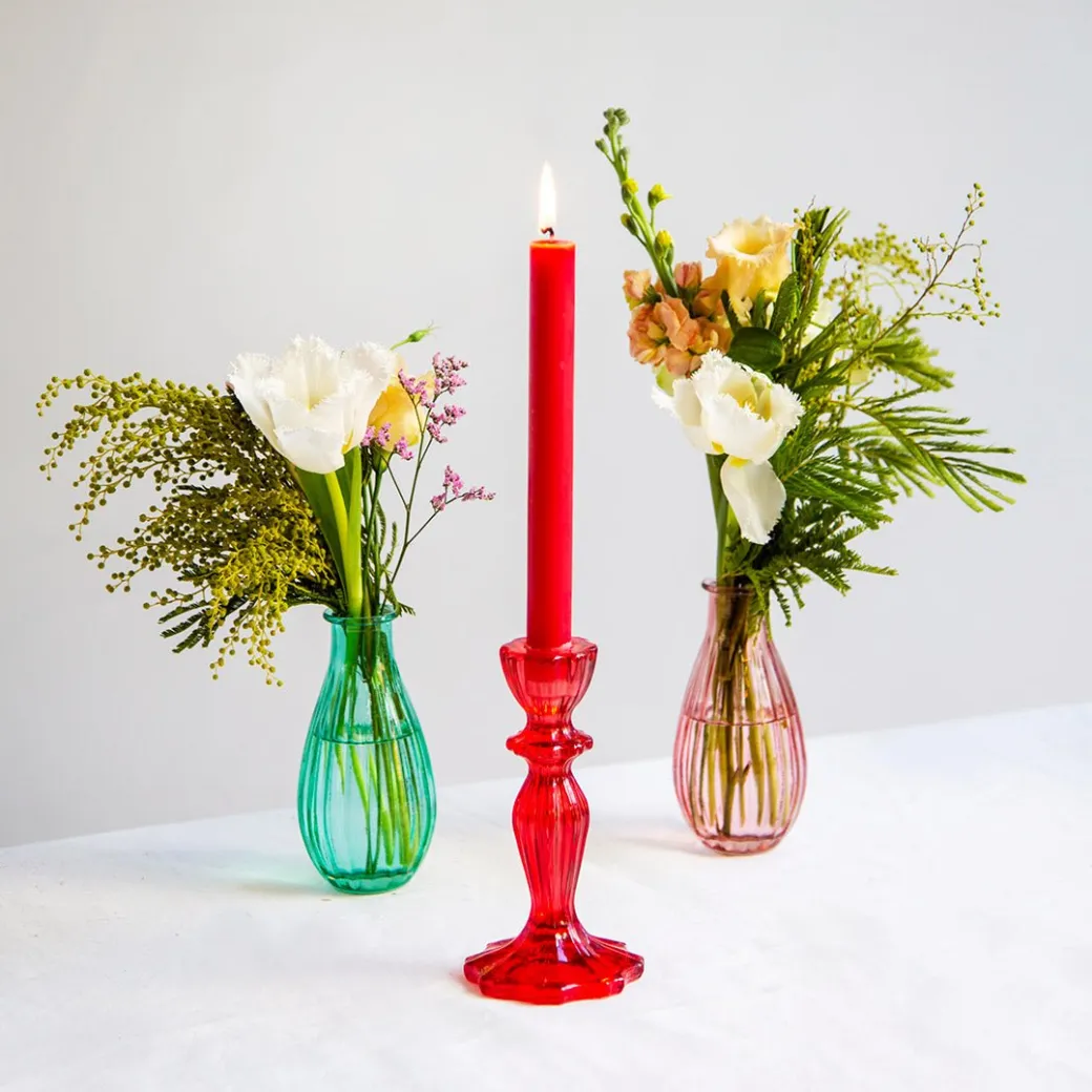 Stabkerzenständer Glas Rot