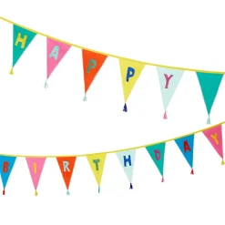 Stoffgirlande "Happy Birthday" Regenbogen