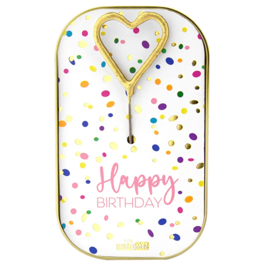Wondercake "Happy Birthday" Konfetti mit Herz-Wunderkerze