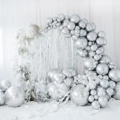 XL Ballon Ø 60cm Chrom-Silber