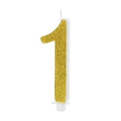 XL Geburtstagskerze Gold Glitzer "1"