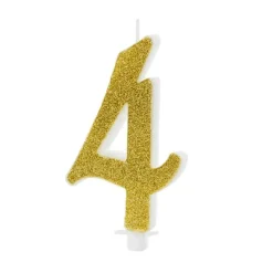 XL Geburtstagskerze Gold Glitzer "4"