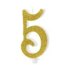 XL Geburtstagskerze Gold Glitzer "5"