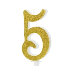 XL Geburtstagskerze Gold Glitzer "5"