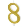 XL Geburtstagskerze Gold Glitzer "8"