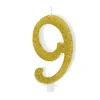 XL Geburtstagskerze Gold Glitzer "9"
