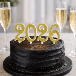 XL Silvesterkerzen "2026" Gold Glitzer