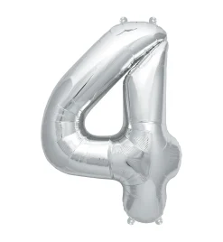 Zahlen Ballon 4 Silber
