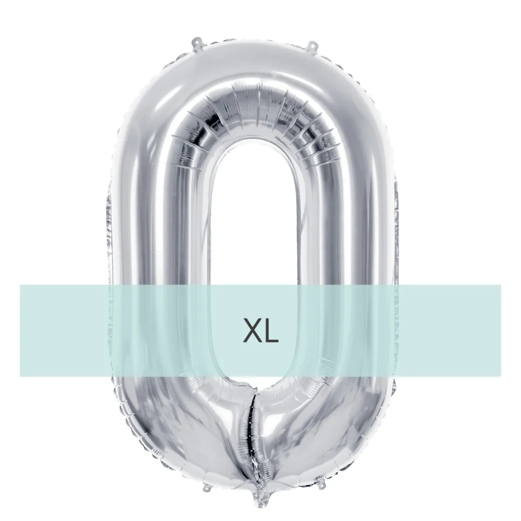 Zahlen Ballon 0 XL Silber
