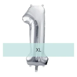 Zahlen Ballon 1 XL Silber