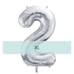 Zahlen Ballon 2 XL Silber