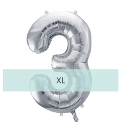 Zahlen Ballon 3 XL Silber