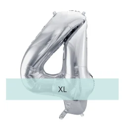 Zahlen Ballon 4 XL Silber