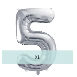 Zahlen Ballon 5 XL Silber