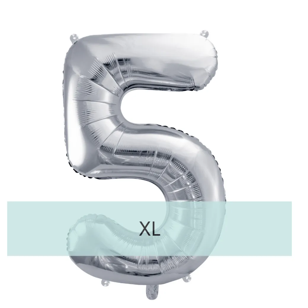 Zahlen Ballon 5 XL Silber