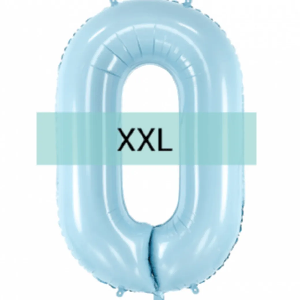 Zahlen Ballon 0 XXL Pastell Blau