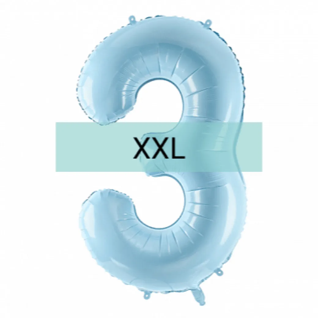 Zahlen Ballon 3 XXL Pastell Blau