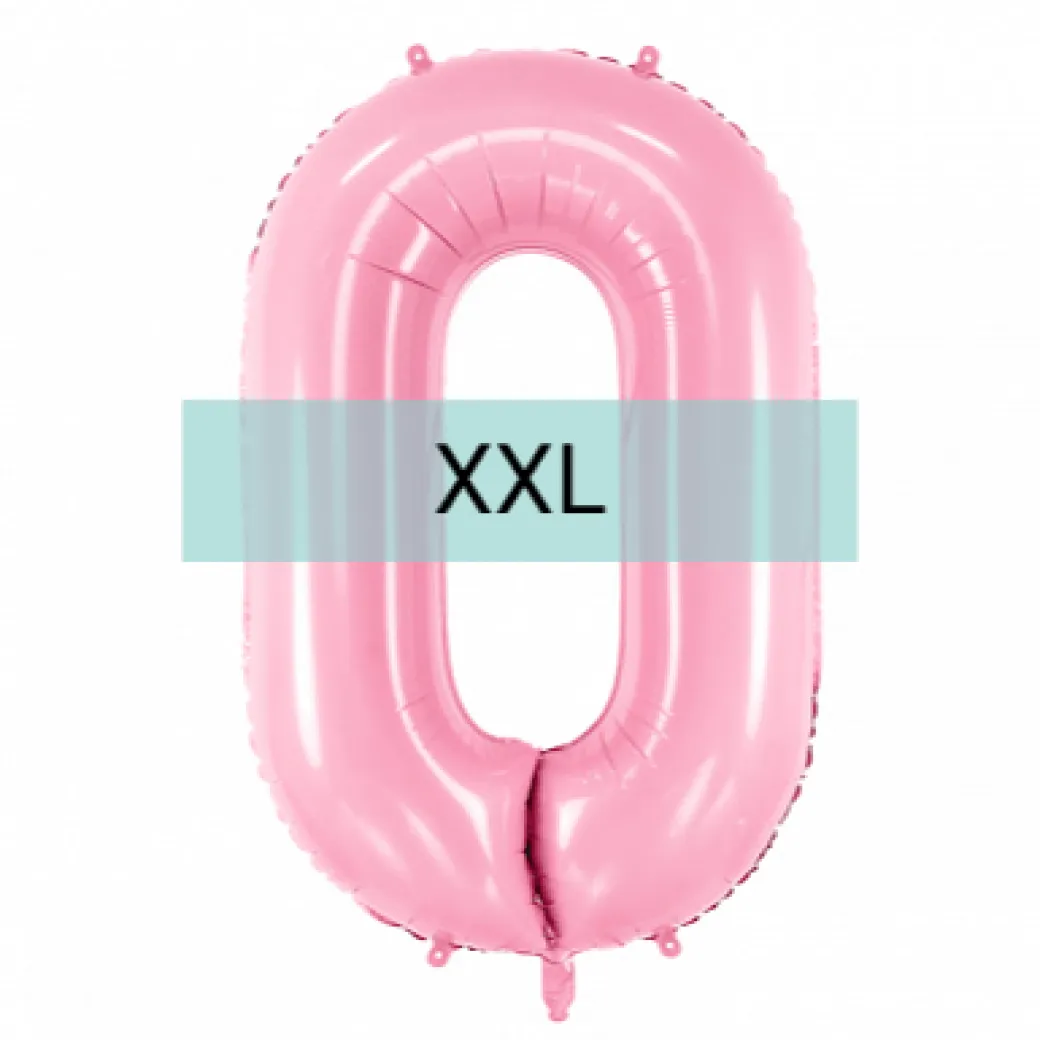 Zahlen Ballon 0 XXL Pastell Rosa