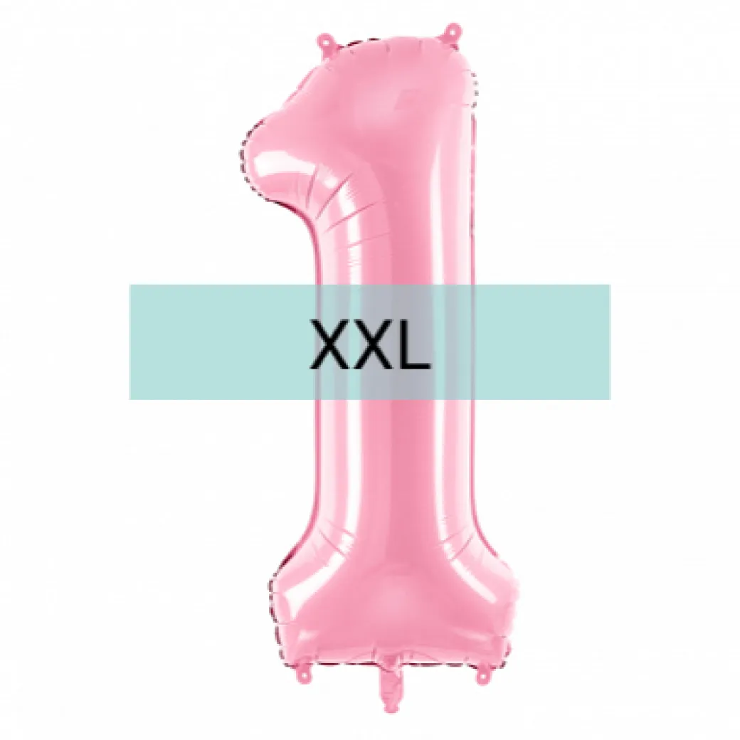 Zahlen Ballon 1 XXL Pastell Rosa