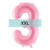 Zahlen Ballon 3 XXL Pastell Rosa