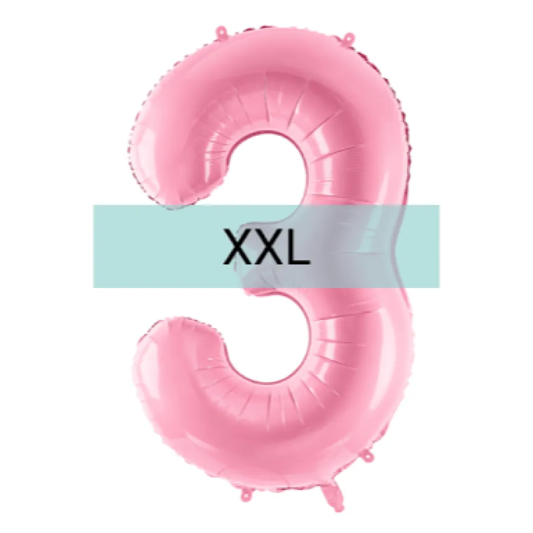 Zahlen Ballon 3 XXL Pastell Rosa
