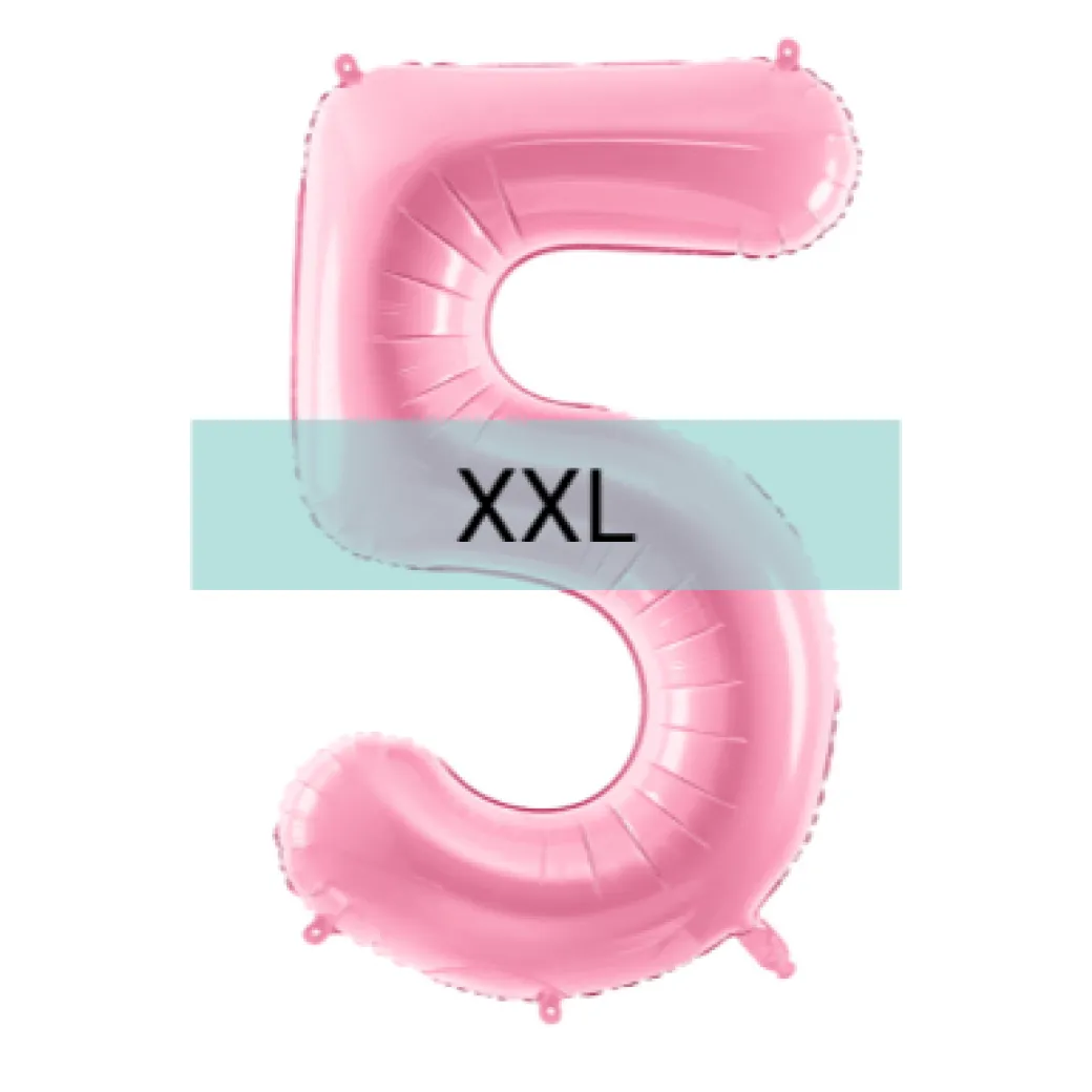 Zahlen Ballon 5 XXL Pastell Rosa