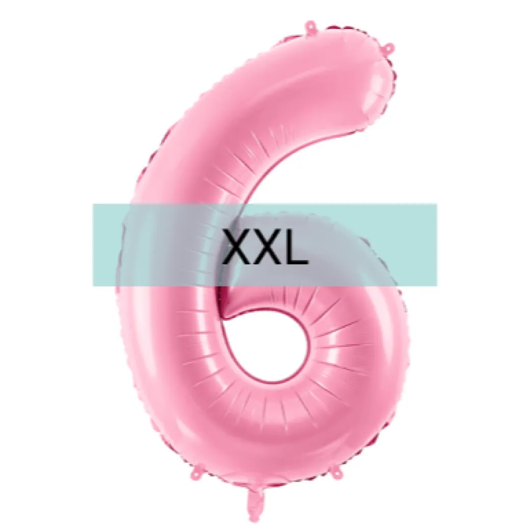 Zahlen Ballon 6 XXL Pastell Rosa