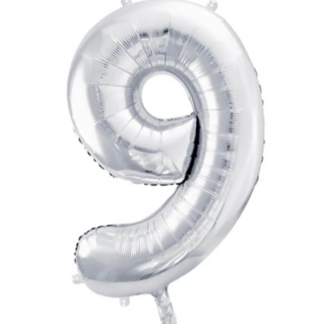 Zahlen Ballon 9 XXL Silber